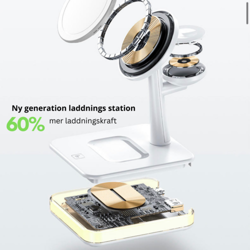 Magnetisk 4-i-1 Trådlös Laddstation för iPhone med 30W PD-adapter