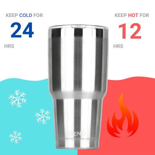 DRINCO® 30 oz Insulated Tumbler with Spill-Proof Lid & 2 Straws (Brushed)